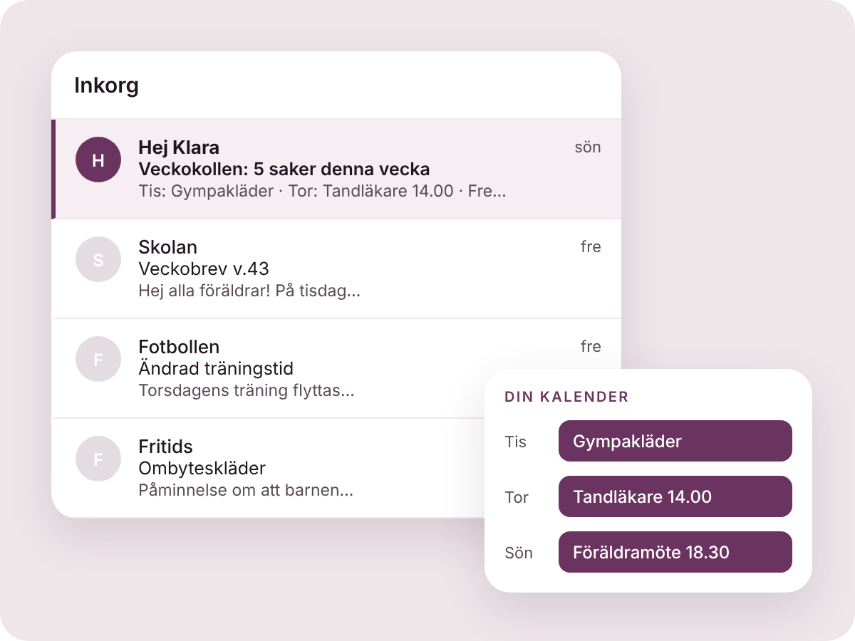 Skärmbild: veckan i inkorgen med Klaras sammanfattning